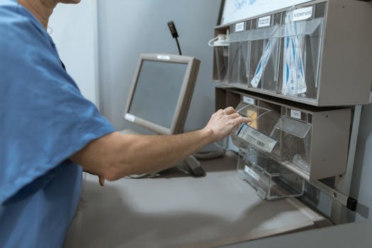 Controle automatizado de materiais médicos.