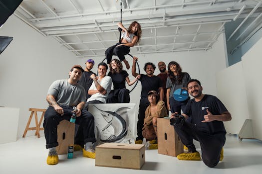 Equipe de produção de vídeos profissionais.